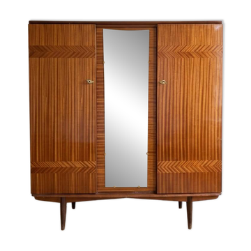 1950s wooden storage furniture with a mirror