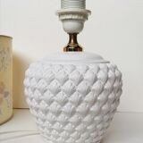 Lamp lampshade dried flowers foot white ceramic