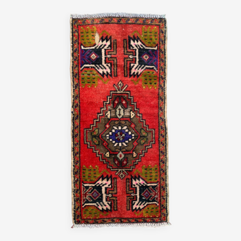 Petit tapis turc vintage 101x47 cm, Short Runner, Tribal, Shabby, Mini Tapis