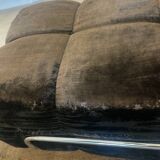 Modular corner sofa in brown fabric and metal