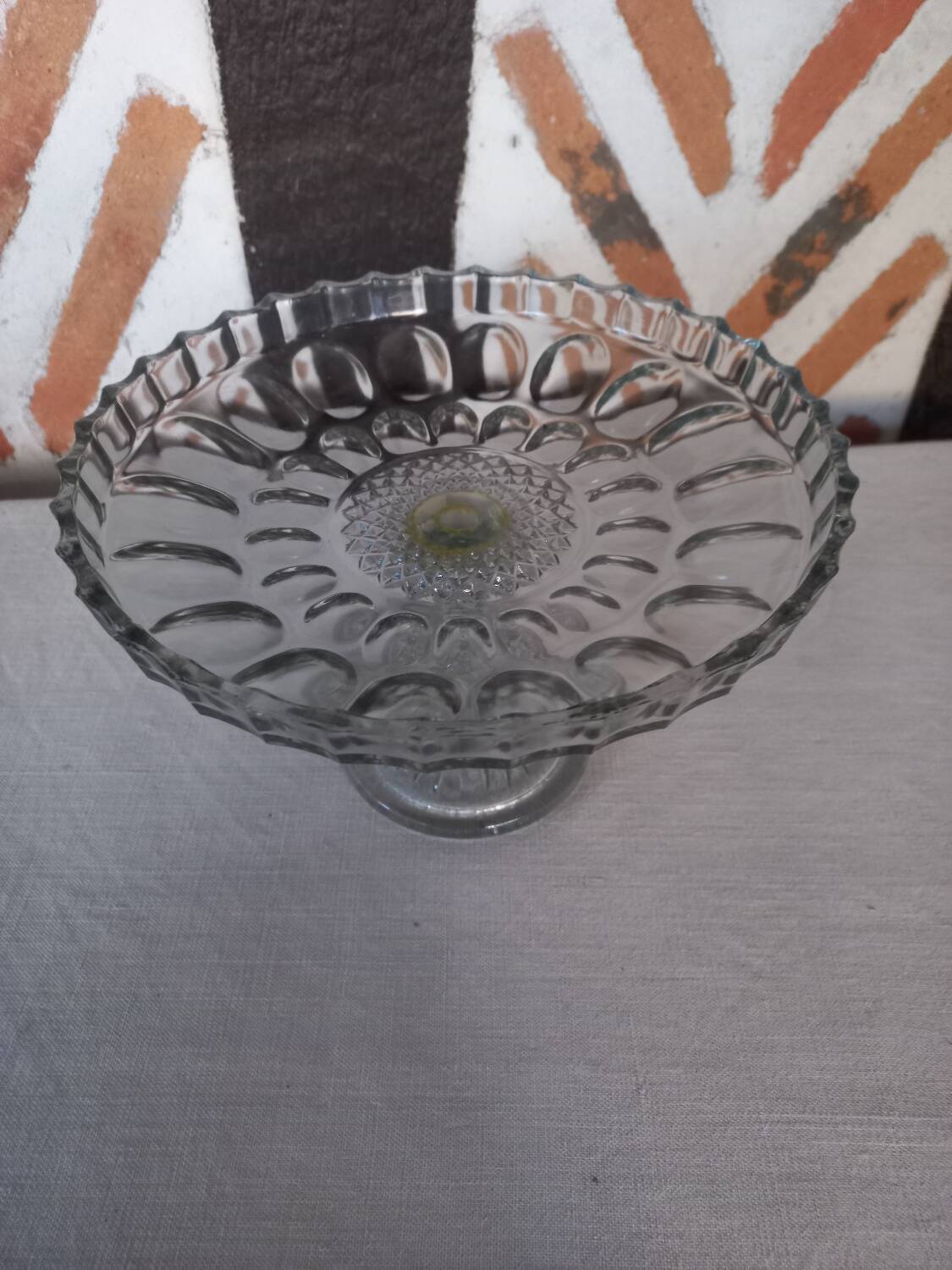 Glass fruit compote dish