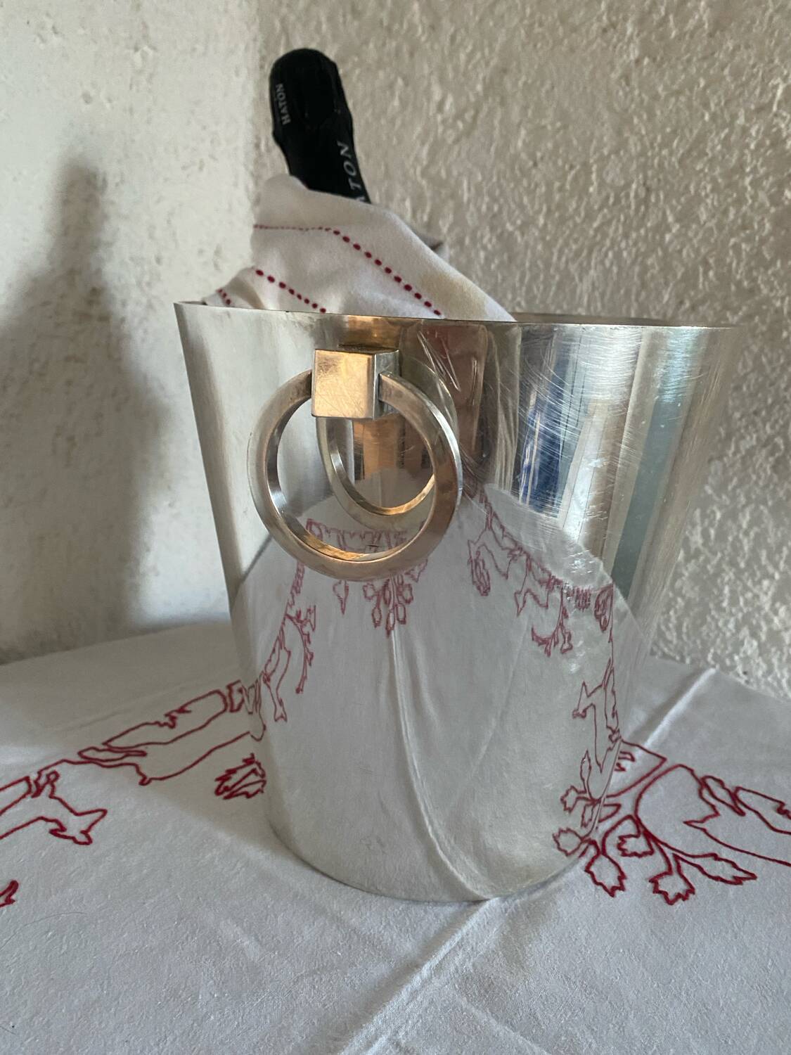 Saint Medard silver-plated metal champagne bucket