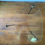 Set of trundle coffee tables in glass and brass