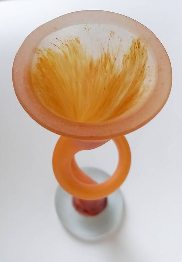 Grand vase soliflore vintage en verre soufflé