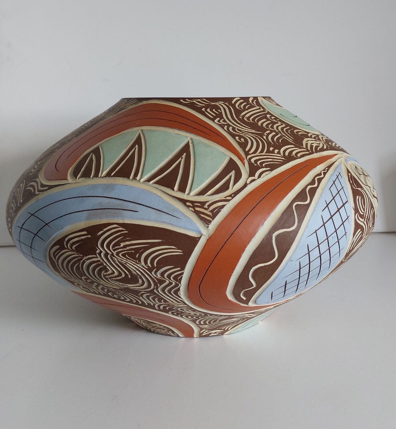 50s pottery vase numbered