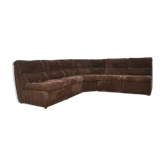 Brown corduroy modular sofa, 70s