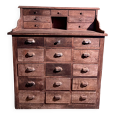 Meuble de métier ancien en bois massif à tiroirs