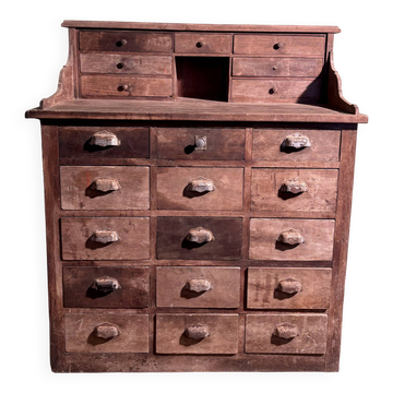 Meuble de métier ancien en bois massif à tiroirs