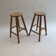 Pair of 1970s bespoke solid ash wooden stools