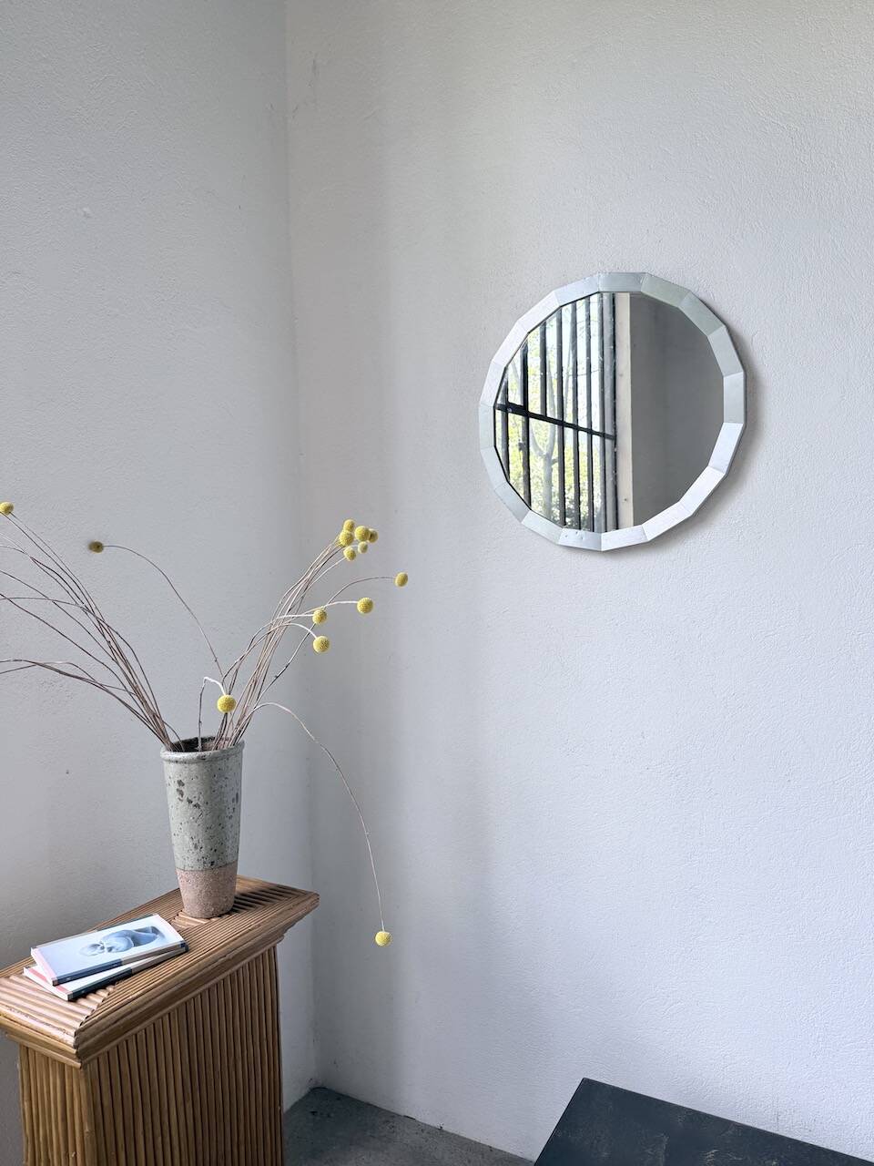 Miroir hexagonal métal brossé 1970