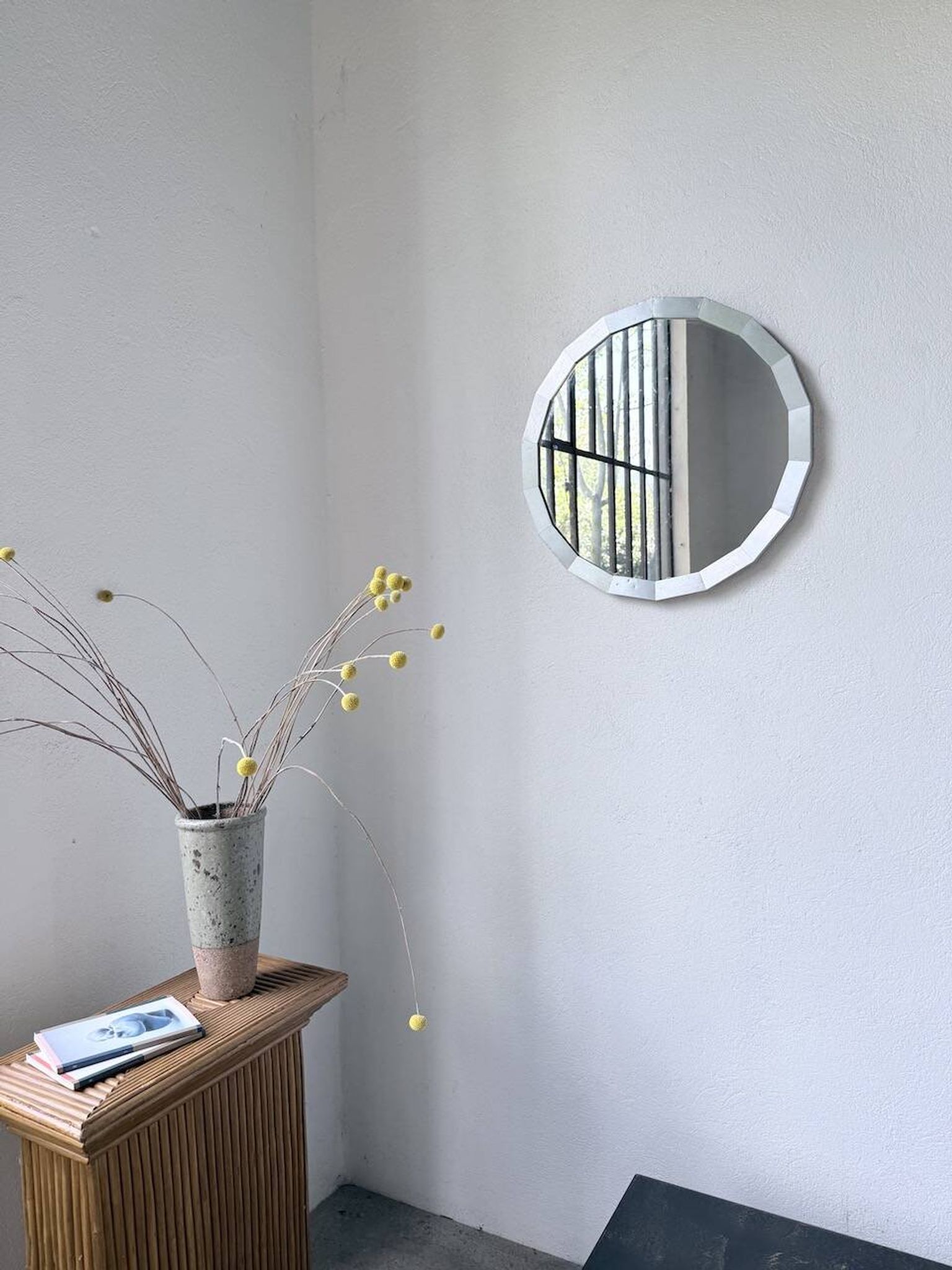 Miroir hexagonal métal brossé 1970