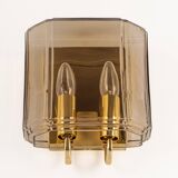 Large smoked glass wall sconces by Limburg, Germany.
