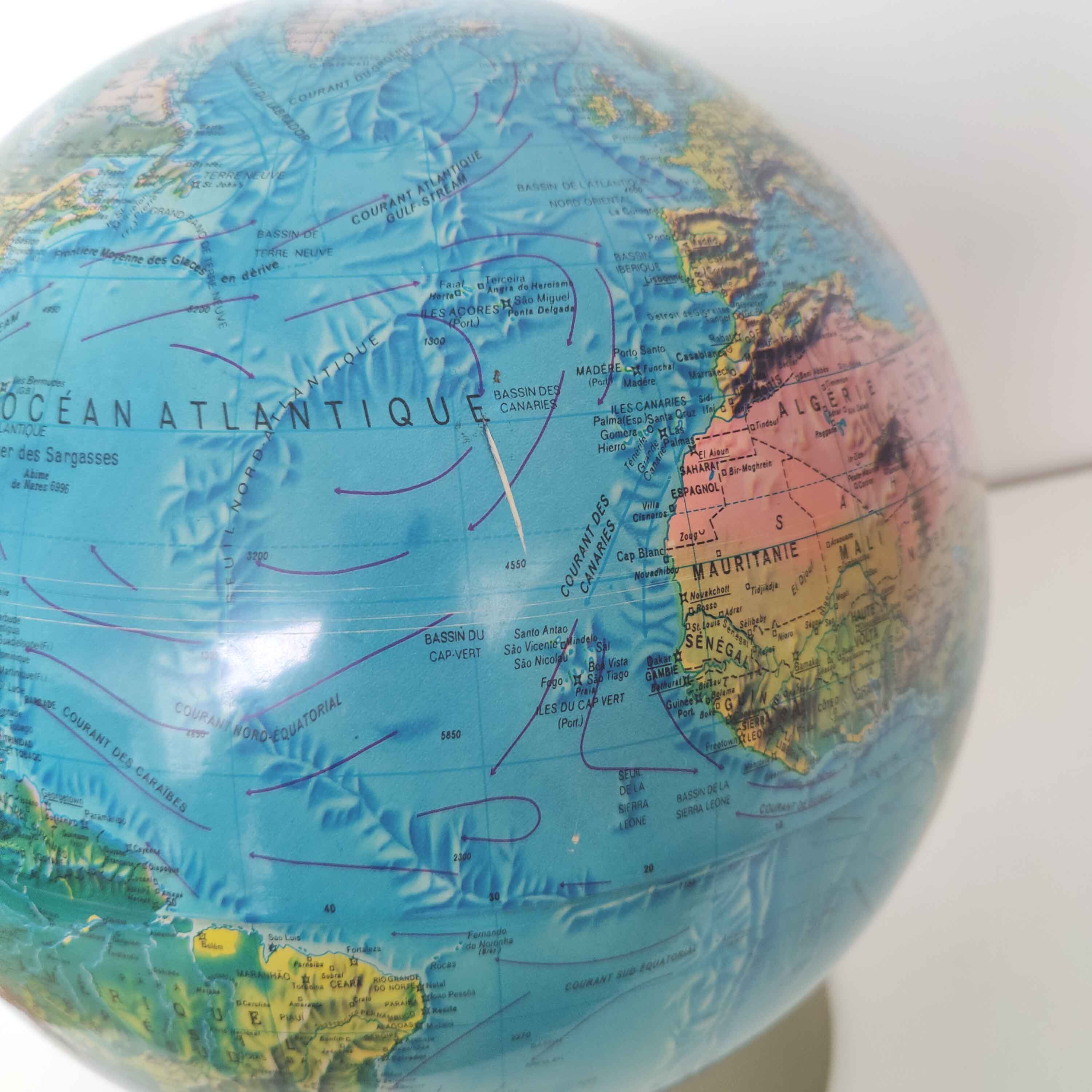 Vintage globe luminous world map Scan Globe Denmark 1973