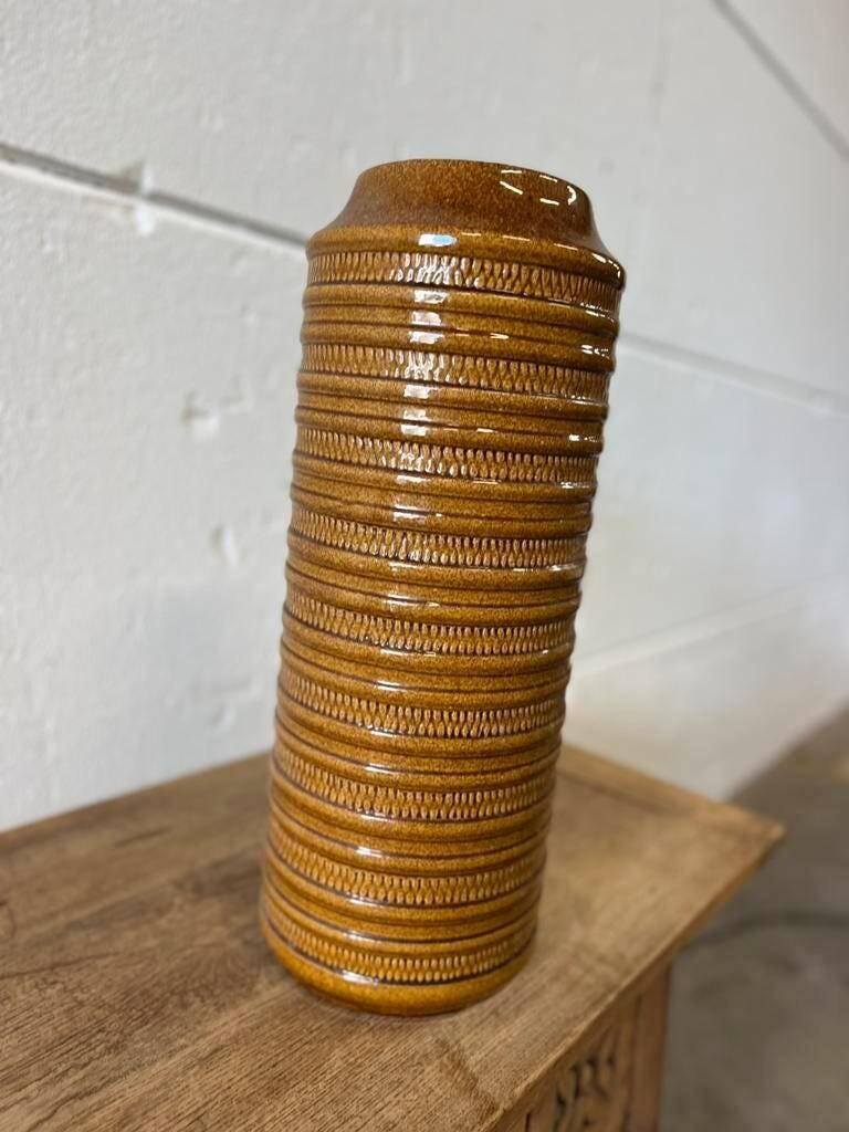 Vintage yellow-brown West Germany Carstens tall vase