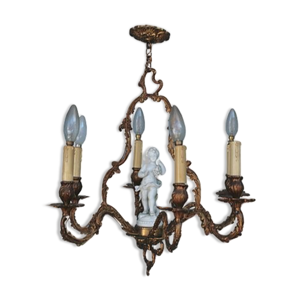 Lustre Napoléon III bébé en biscuit
