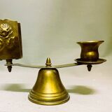 Church brass candle holder with matchbox
