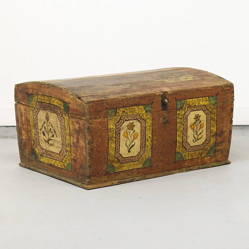 Antique Folk Art Painted bridal chest