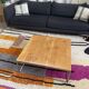 Solid wood and brushed metal coffee table - 80x80x30 cm