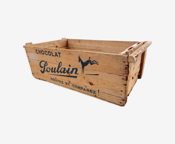 Caisse chocolat Poulain en bois 1950