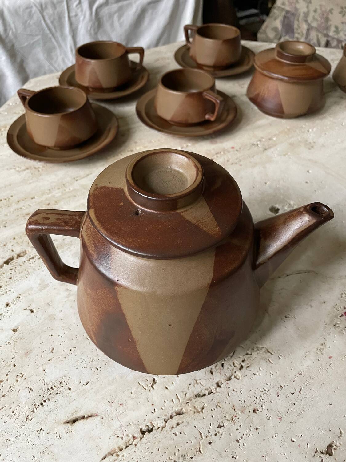Japanese-style stoneware tea or coffee service