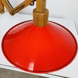 SCE 60s accordion wall light, wood and red reflector