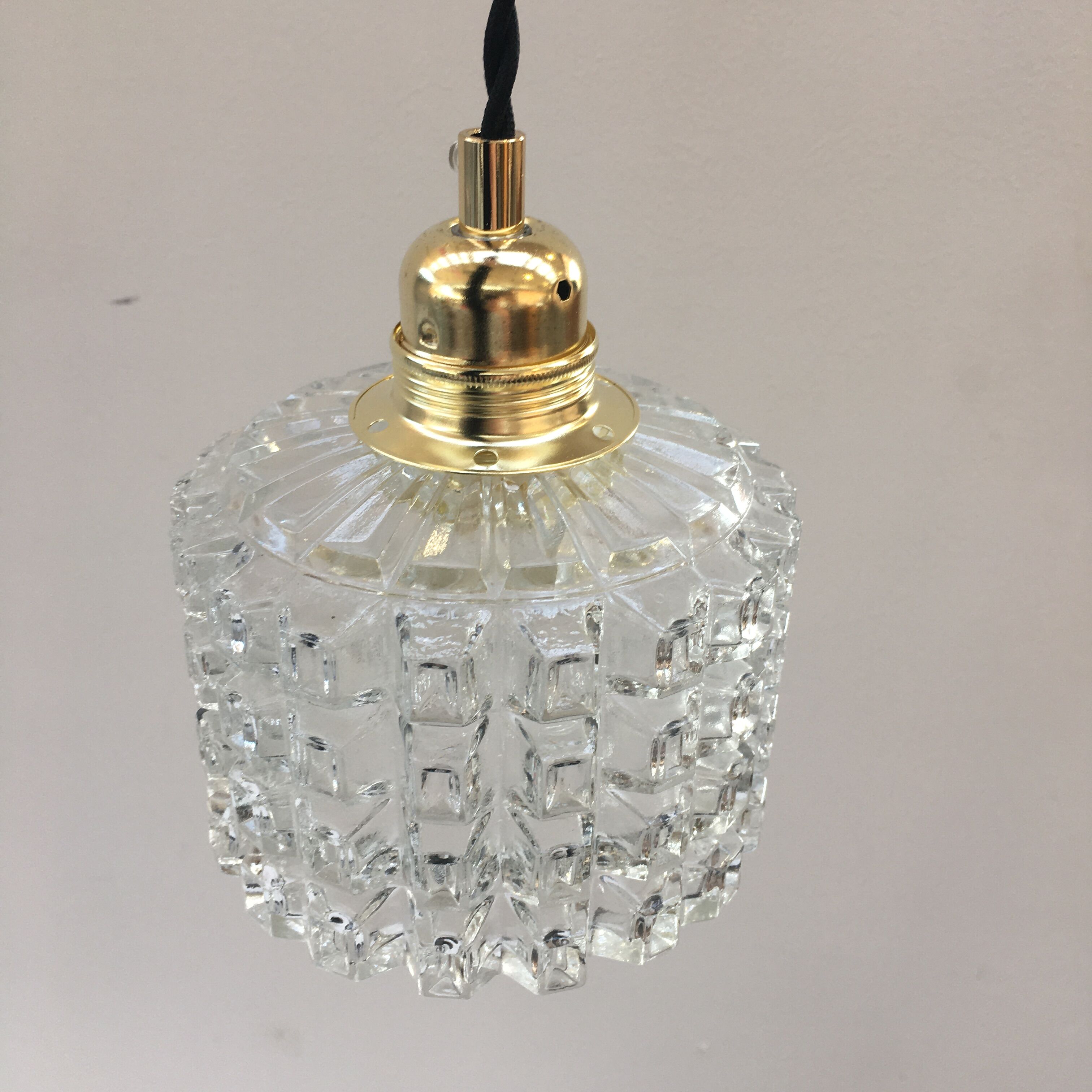 Vintage molded glass pendant lamp