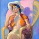 Tableau Huile Vintage Portrait De Femme Impressionniste 20ème Siècle