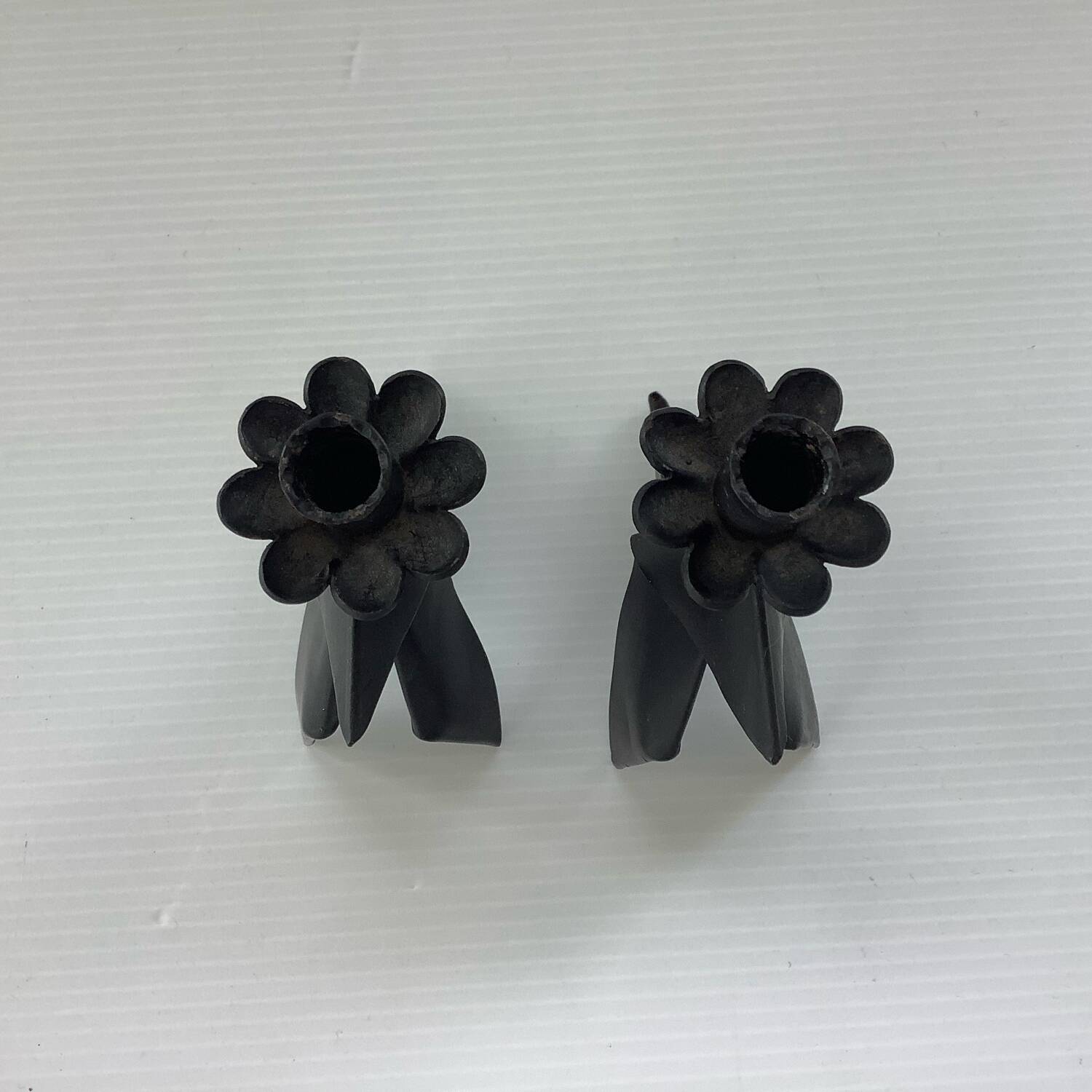 2 Small Vintage Candlesticks 1970s Denmark Brutalist Handmade Birds