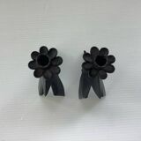 2 bougeoirs brutalistes formant des oiseaux, Danemark 1970