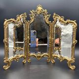 Miroir Triptyque, Bronze Doré, vers 1900.