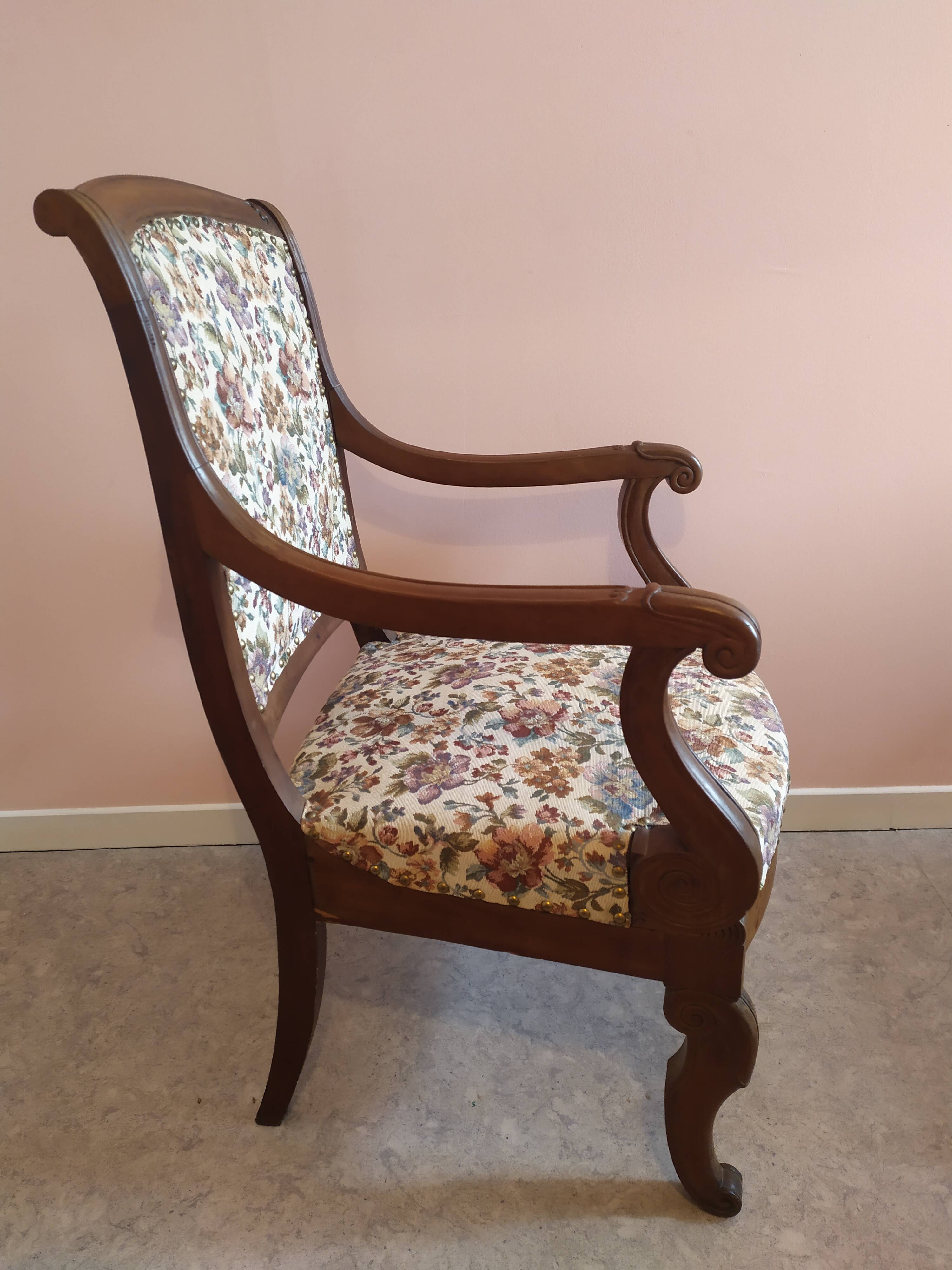 Wooden armchair and fabric