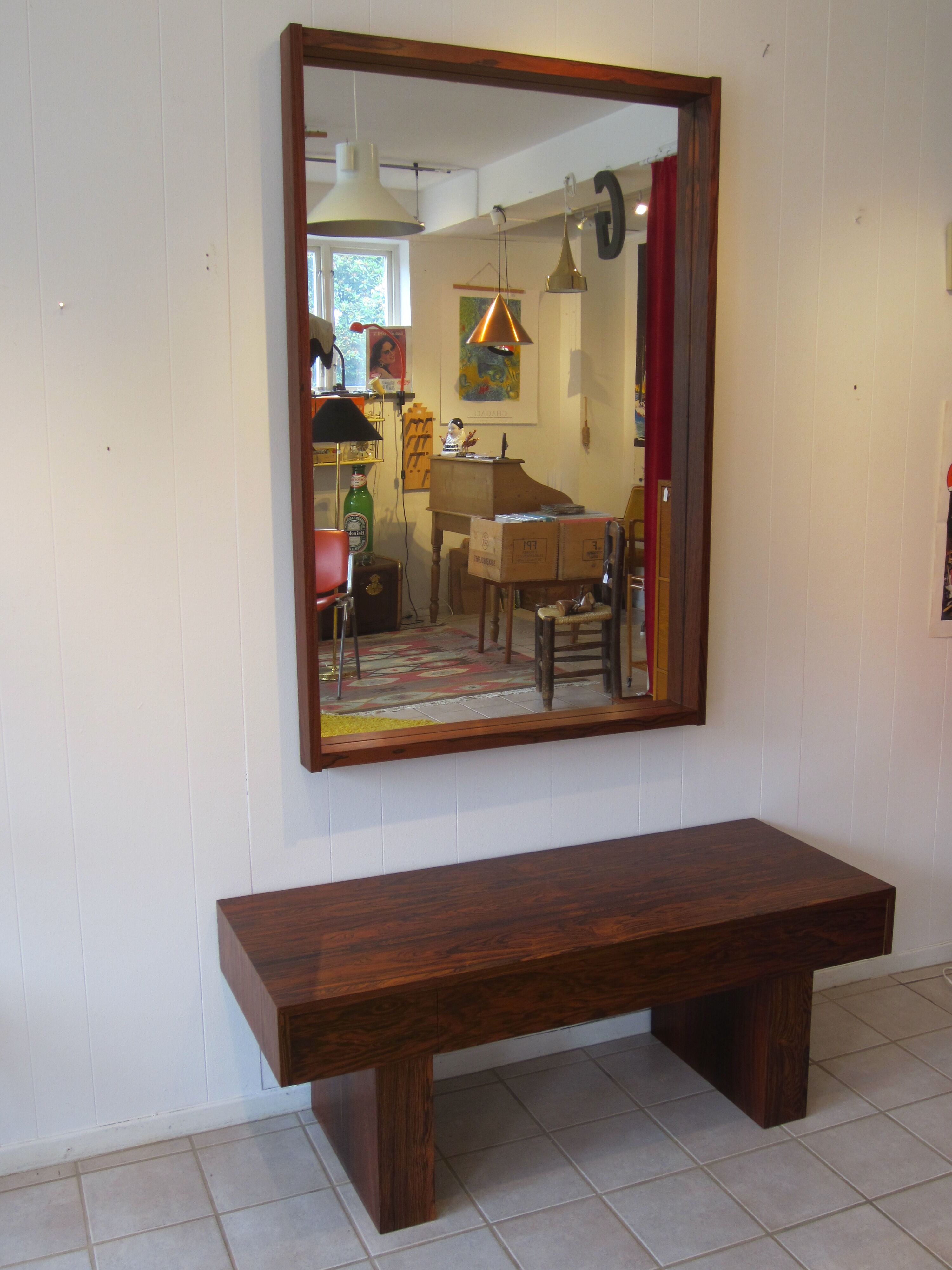 Scandinavian hall furniture, chest of drawers and mirror Ateljé Glas & Trä Hovmantorp