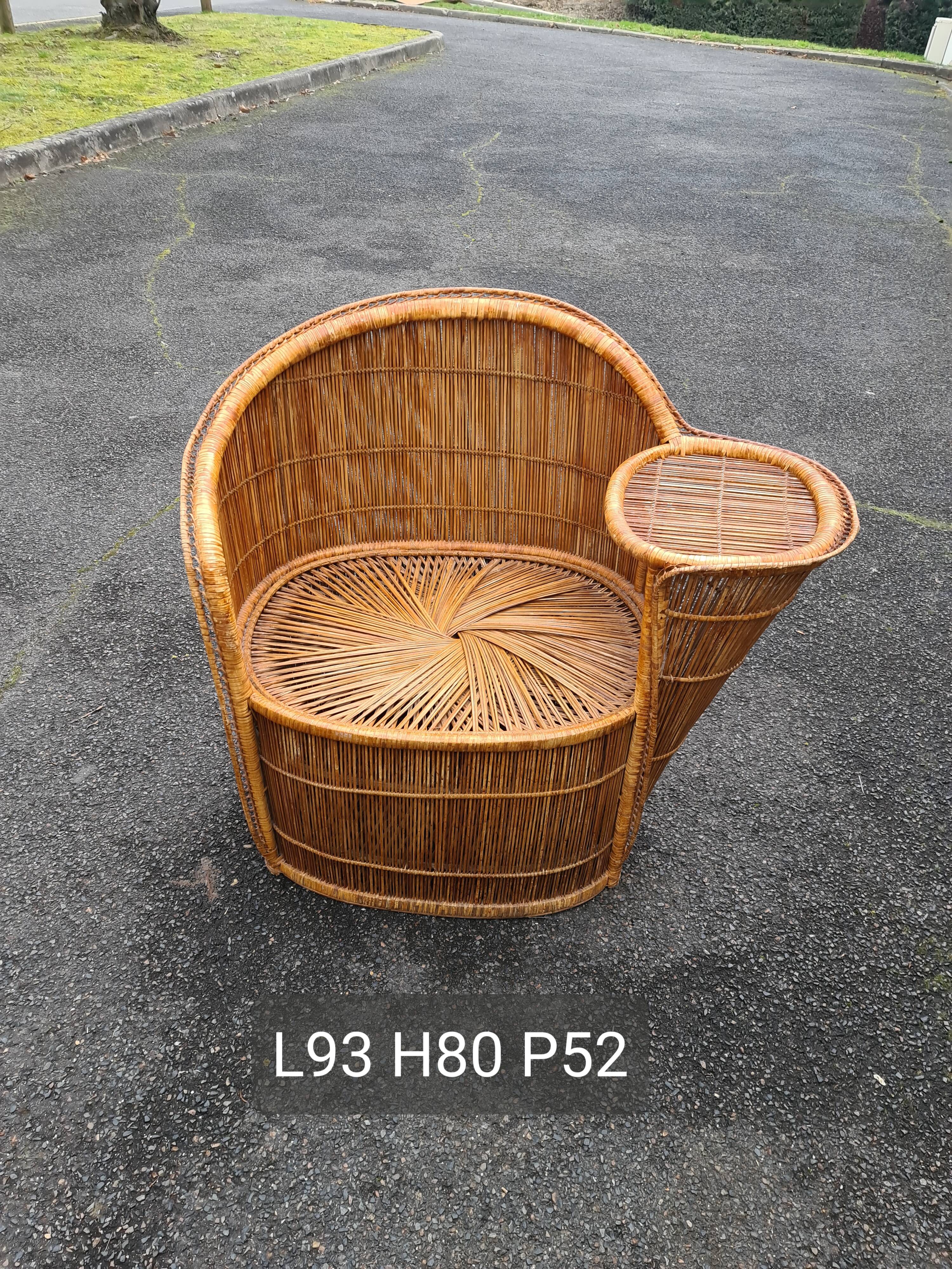Bench rattan armchair model tablet phone 1960