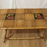 Audoux Minnet attribution rattan coffee table