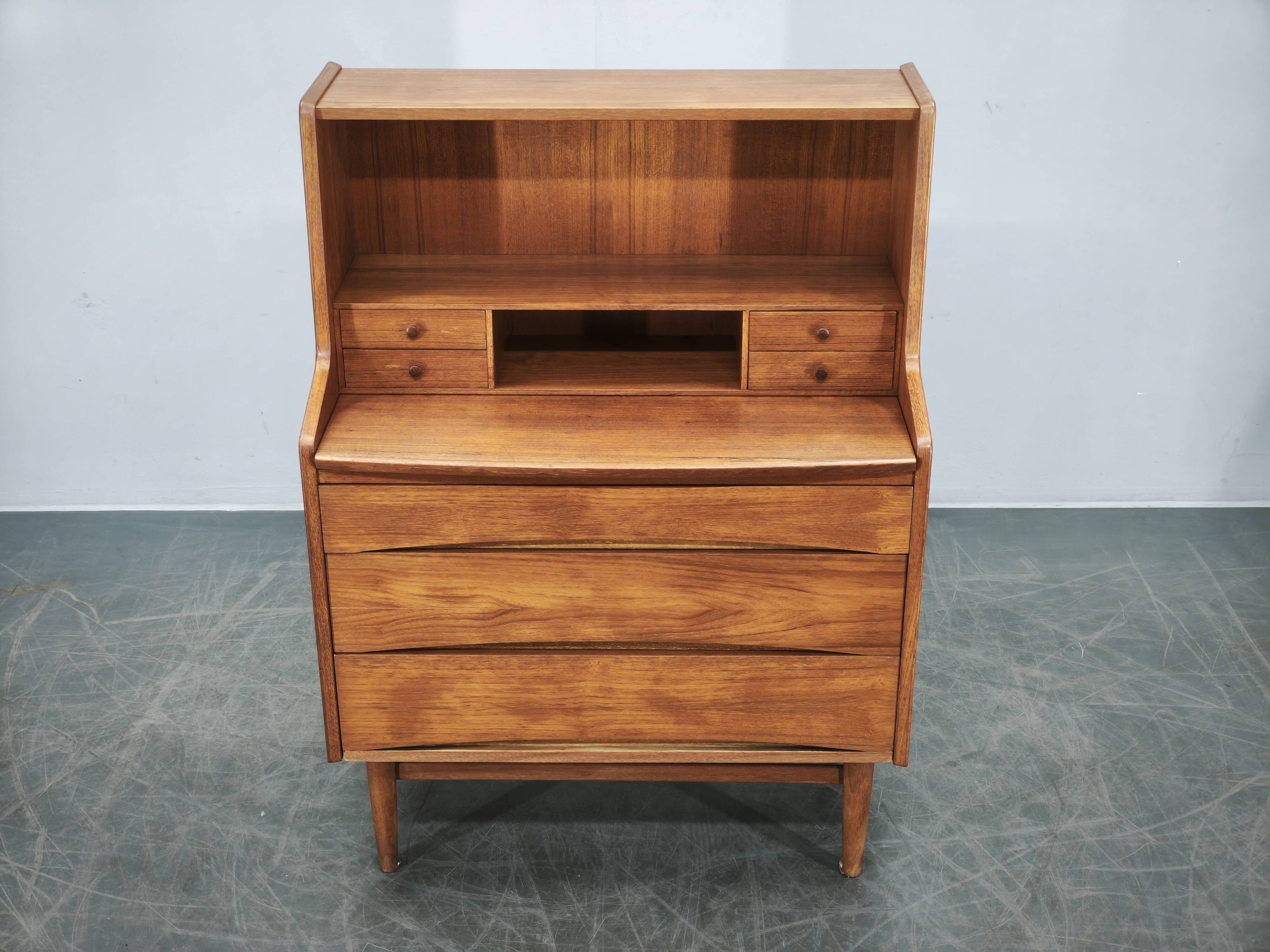 Danish Modern Teak Secretary Writing Desk with Drawers, 1960s