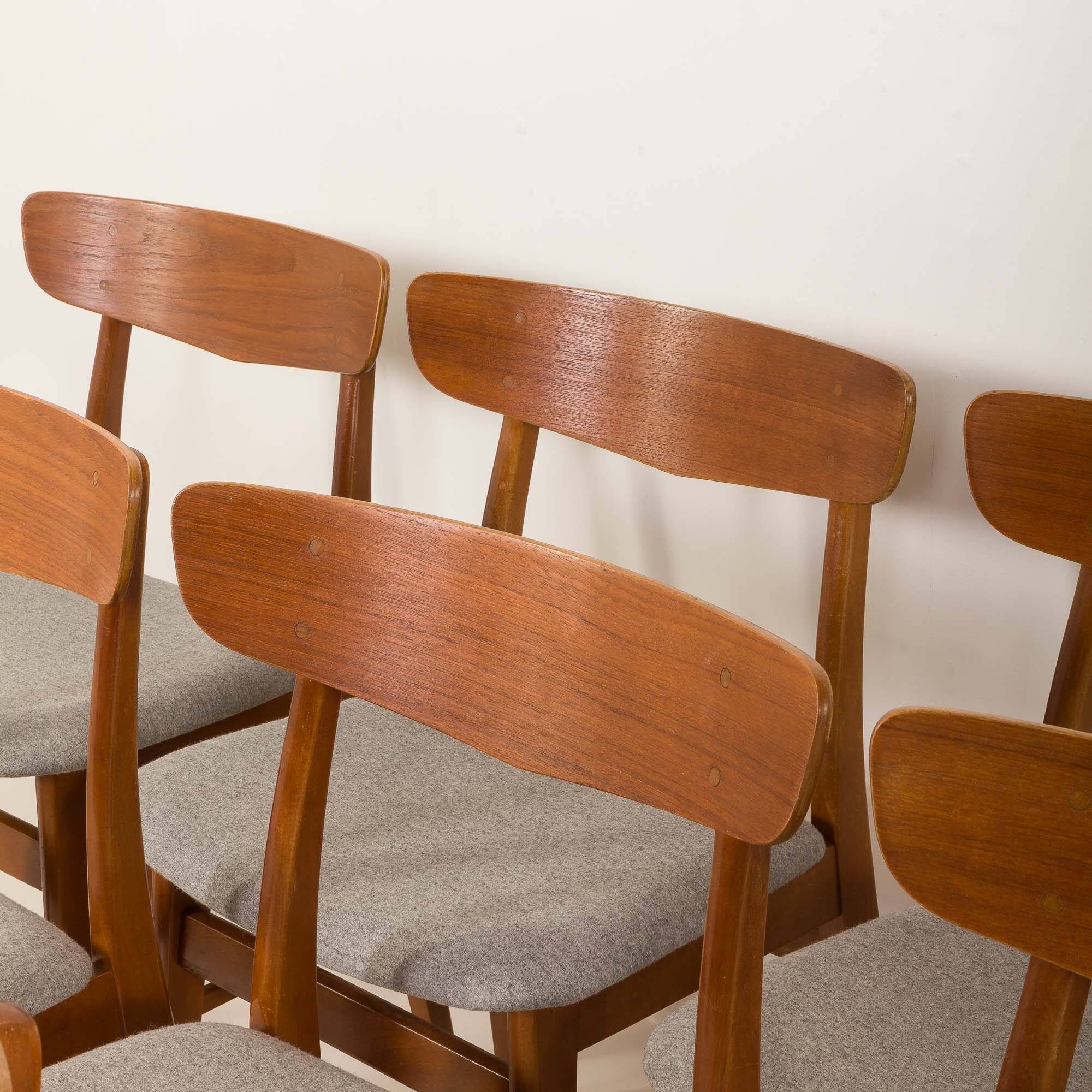Danish vintage teak chairs attr. to Farstrup, set of 8, 1960s