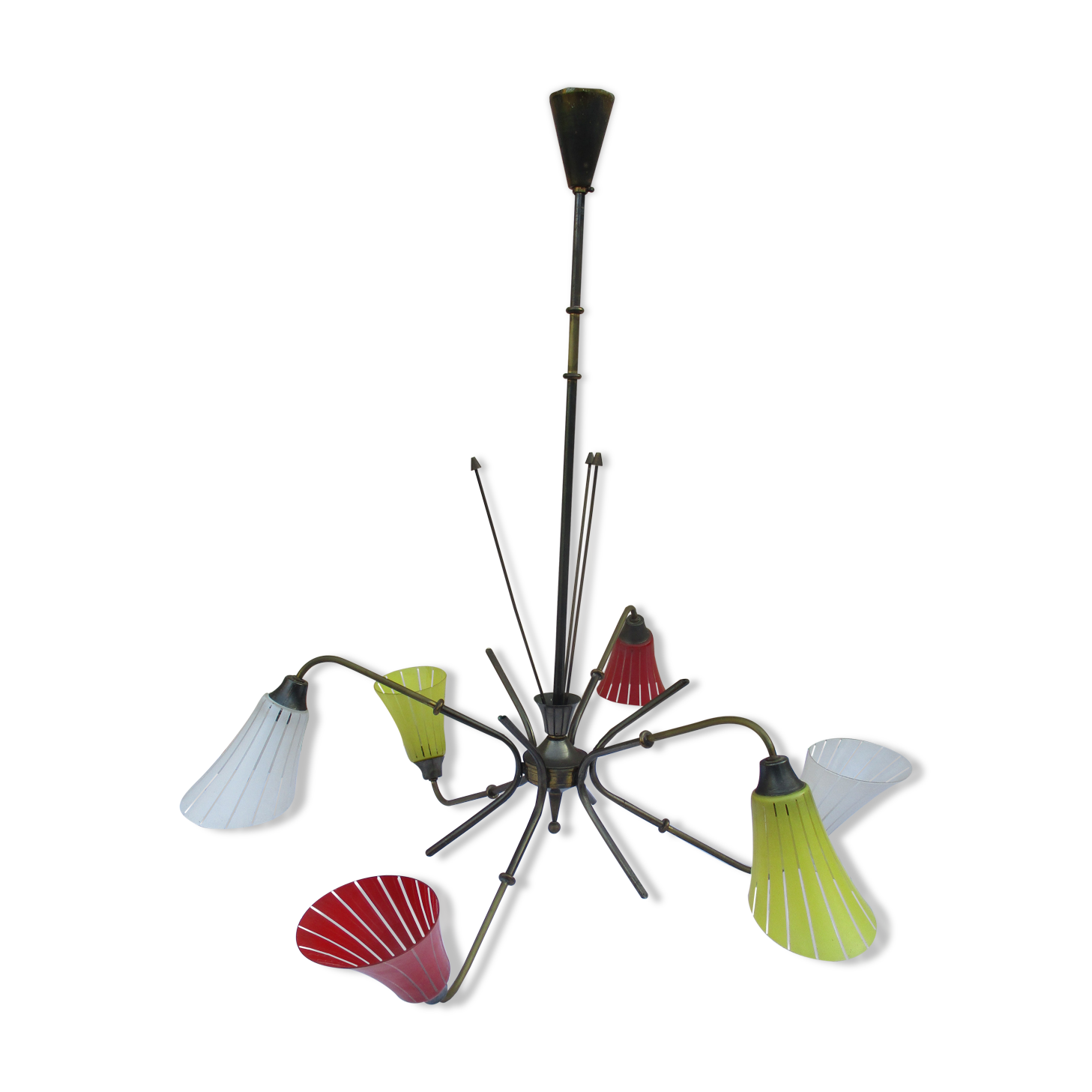 Chandelier vintage glass Tulip color 6 branches