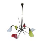 Chandelier vintage glass Tulip color 6 branches