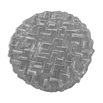 Plafonnier rond en verre moulé aux motifs graphiques