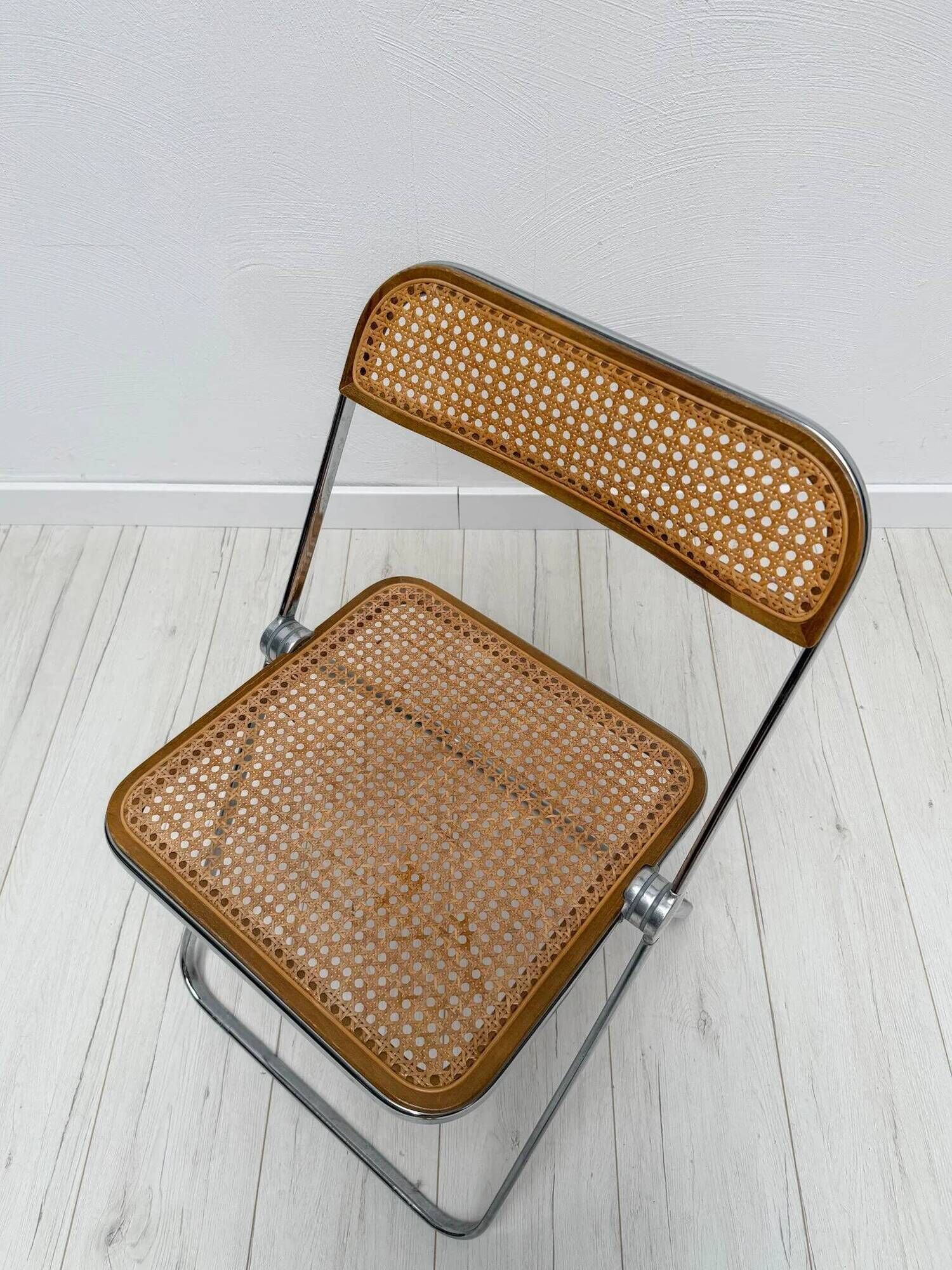 1x 1960s vintage Plia cane folding chair by Giancarlo Piretti for Anonima Castelli