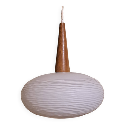 Suspension Lustre plafonnier Verre dépoli France scandinave 1960 POP