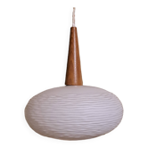 Suspension chandelier ceiling light frosted glass scandinavian France 1960 pop