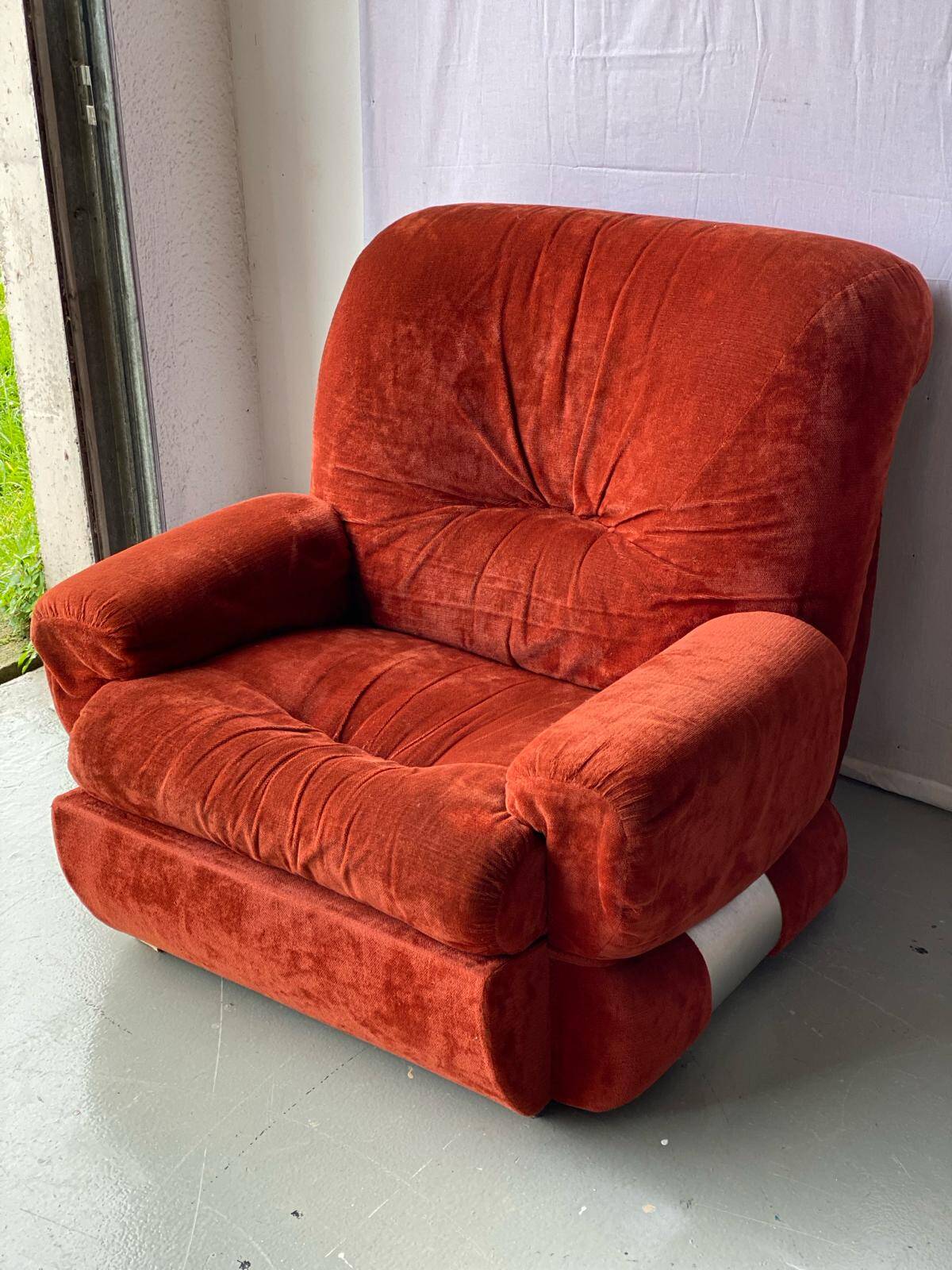 Vintage burgundy red velvet armchair
