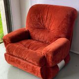 Vintage burgundy red velvet armchair