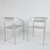 Vintage ‘Carrè VI’ metal arm chairs by Fly Line Italy 1990s