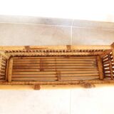 bamboo planter, bamboo and rattan plant pot, indoor planter.