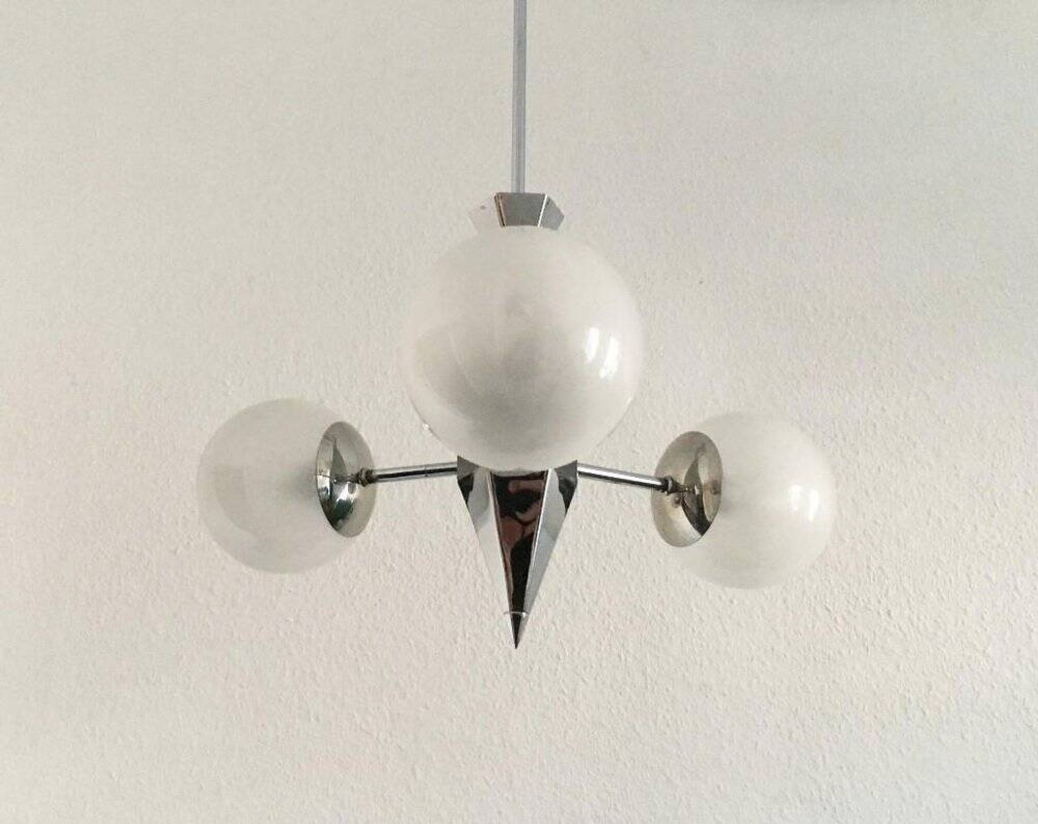 Art Deco Metal and Glass Chandelier