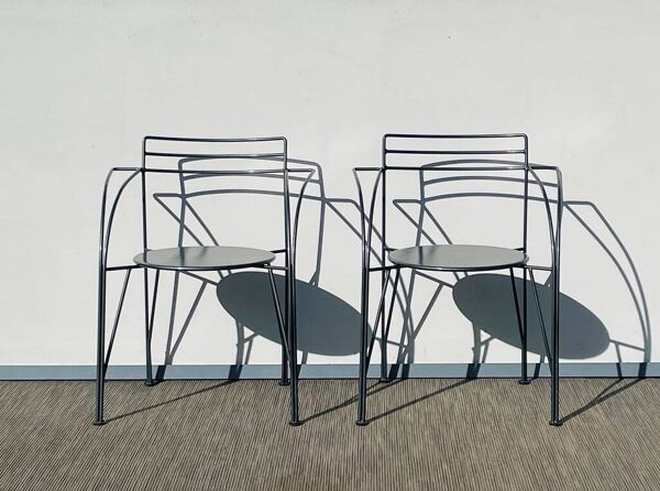 Paire de chaises ' Lune d'Argent ' Pascal Mourgue - Fermob. Vintage 80s