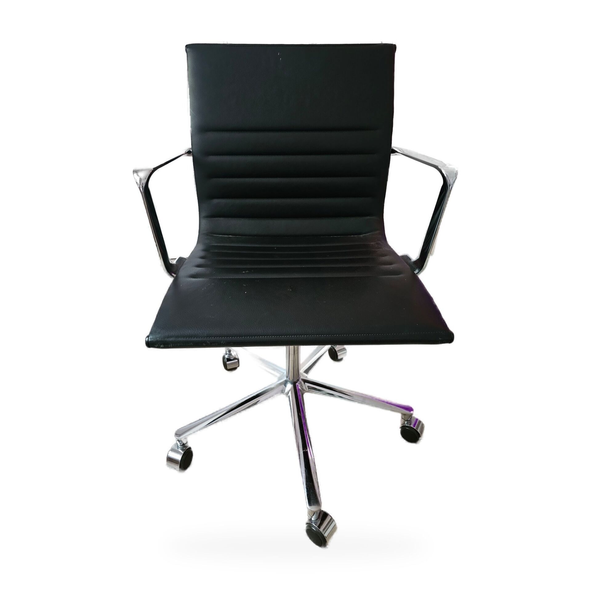 Eames Aluminium Group office chair, ICF edition, black leather, year