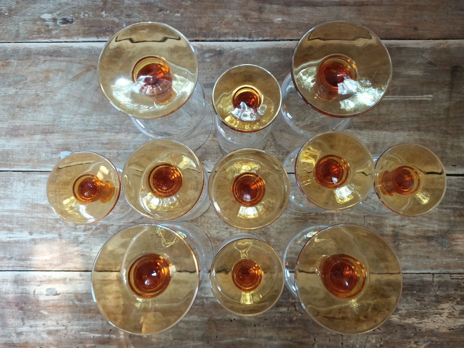 8 amber foot glasses